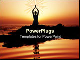 PowerPoint Template - Woman doing yoga at sunset on the seashore