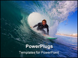 PowerPoint Template - Surfer Gets an Epic Barrel On Big Wave With Beach in Background