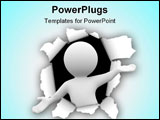 PowerPoint Template - 3d human make a surprise from a hole