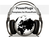 PowerPoint Template - headphone on a globe