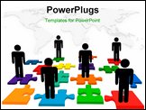 PowerPoint Template - ymbolize human resources issues and solutions with symbol people on jigsaw pieces which actually fo
