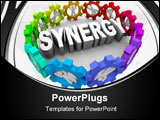 PowerPoint Template - The word Synergy surrounded by people in gears