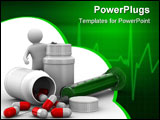 PowerPoint Template - man with bottle for tablets. Isolated 3D image