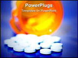 PowerPoint Template - Bottle of prescription pill drugs on blue background