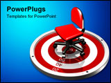 PowerPoint Template - d illustration of a large red office chair sitting on top of a simple metallic target pattern on a 