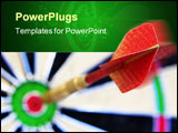 PowerPoint Template - Close up macro on dart scoring a bullseye in the centre of a dartboard.