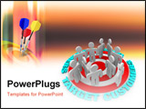 PowerPoint Template - Several customers stand on a red target surrounded by words Target Customers.