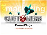 PowerPoint Template - The word Customers with a target in place of the letter O and an arrow making a direct hit