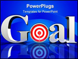 PowerPoint Template - d illustration of chrome letters spelling the word Goal on a blue reflective surface with a metalli