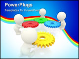 PowerPoint Template - 3D people assembling cogwheels isolated over a white background