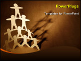PowerPoint Template - Human team pyramid on brown background