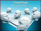 PowerPoint Template - Human heads with conceptual words - 3d render illustration