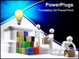 PowerPoint Template - A team of 3D figures reaching for an idea