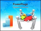 PowerPoint Template - Businessman work together to combine a pie chart 3d illustration
