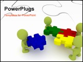 PowerPoint Template - Illustration of a team putting together puzzle pieces.