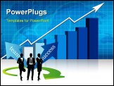 PowerPoint Template - businesspeople team next to a chart over a worldmap in the background