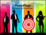 PowerPoint Template - Business people with a red target and arrows.