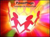 PowerPoint Template - Colorful group of paper doll people in a circle.