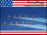 PowerPoint Template - five ex military naval jets flying in formation over blue sky
