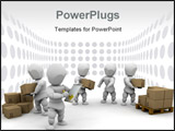 PowerPoint Template - 3D render of workers stacking delivery boxes