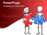 PowerPoint Template - ale and female 3d character holding two matching jigsaw pieces in their hands - 3d illustration/ren