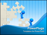PowerPoint Template - 3D men assembling puzzle isolated over white