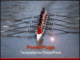 PowerPoint Template - A crew team in sync and working together to win the race