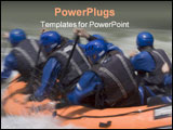 PowerPoint Template - Whitewater rafting on a mountain river. With tripod and long exposure time - motion blurred.