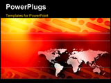 PowerPoint Template - d illustration of a metallic world map placed over top of an abstract orange and red technology the