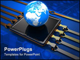 PowerPoint Template - abstract 3d illustration of processor with earth globe