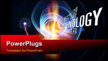 PowerPoint Template - Interplay of technology words and abstract forms on the subject of progress in modern technology