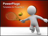 PowerPoint Template - 3d abstract human plaiy tennis and hit a ball