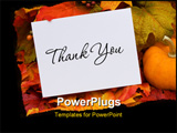 PowerPoint Template - A thank you card with a gourd sitting on a fall leaf background thank you