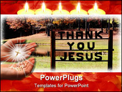 PowerPoint Template - Large sign showing Praises to God in foreground of autumn landscape scene.