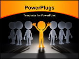 PowerPoint Template - The gold winner in a group. 3d little humans, business concept