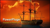 PowerPoint Template - An ancient ship in the sea