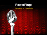 PowerPoint Template - mic over red swag theater curtain background.