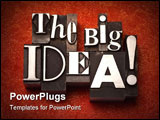 PowerPoint Template - The phrase The Big Idea! done in old letterpress type on a red fabric background.
