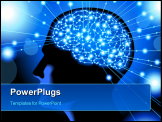 PowerPoint Template - silhouette of the head, brain, and pulses. process of human thinking. The concept of intelligence. People communication with the outside world. File is saved in AI10