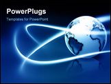 PowerPoint Template - abstract background with blue world and fluorescent lines