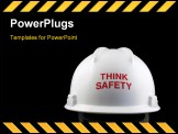 PowerPoint Template - Think safety message on the back of a hard hat.