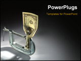 PowerPoint Template - Single Dollar bill crushed in an adjustable clamp