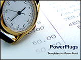 PowerPoint Template - image showing a watch and a financial sheet