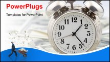 PowerPoint Template - Time - money, Analog hours on a heap of paper dollars