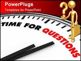 PowerPoint Template - White clock with words Time for Questions on its face