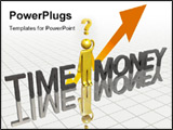 PowerPoint Template - Character choosing between time and money. Concept.