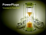 PowerPoint Template - time is money concept with sand clock and dollars - 3d illustration