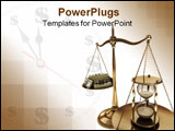 PowerPoint Template - The money is blurred the focus is the hourglass.