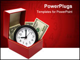 PowerPoint Template - money and clock in red fancy box with clipping path on white background