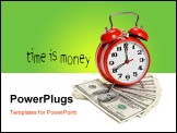 PowerPoint Template - Time is money concept - classic alarm clock over dollars